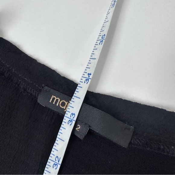 [SOLD] MAJE The Ruben Black & Blue Trim Silk Sleeveless Chiffon Dress Size M - Picture 14 of 14